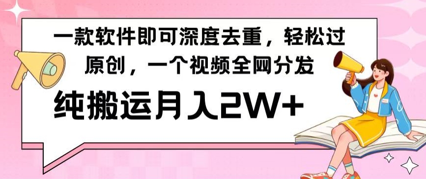 一款软件深度去重，轻松过原创，一个视频全网分发，纯搬运月入2W+-小北视界