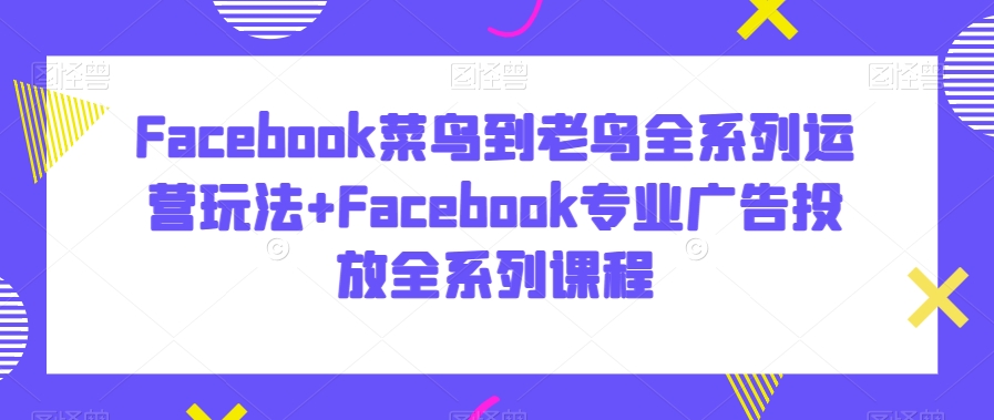 Facebook菜鸟到老鸟全系列运营玩法+Facebook专业广告投放全系列课程-小北视界