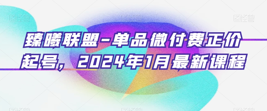 臻曦联盟-单品微付费正价起号，2024年1月最新课程-小北视界