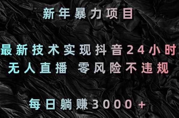 新年暴力项目，最新技术实现抖音24小时无人直播，零风险不违规，每日躺赚3000＋【揭秘】-小北视界