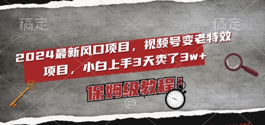 2024最新风口项目，视频号变老特效项目，电脑小白上手3天卖了3w+，保姆级教程【揭秘】-小北视界