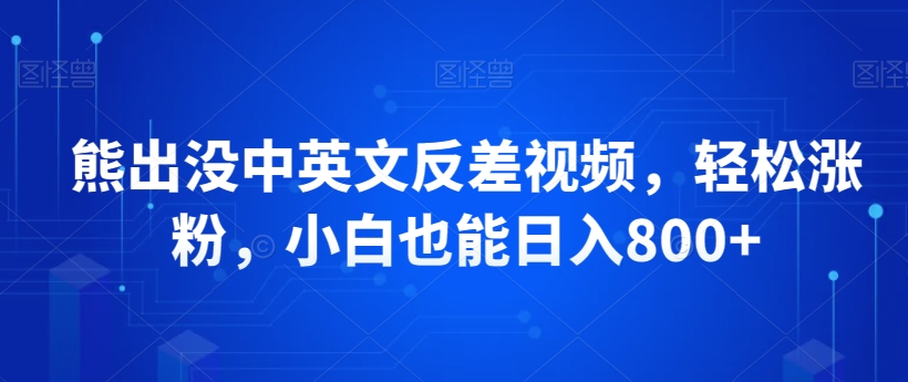 熊出没中英文反差视频，轻松涨粉，小白也能日入800+-小北视界