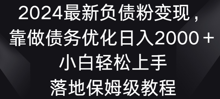 2024最新负债粉变现，靠做债务优化日入2000＋小白轻松上手-小北视界