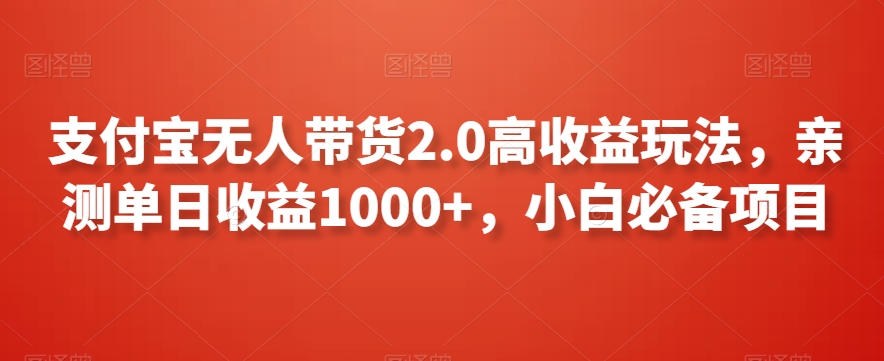 支付宝无人带货2.0高收益玩法，亲测单日收益1000+，小白必备项目【揭秘】-小北视界