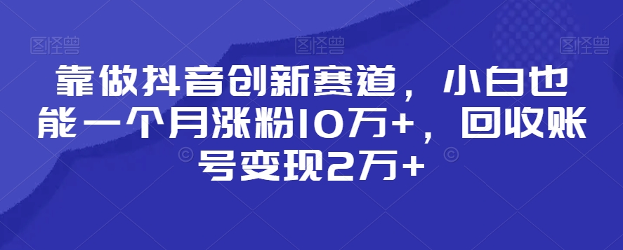 靠做抖音创新赛道，小白也能一个月涨粉10万+，回收账号变现2万+【揭秘】-小北视界