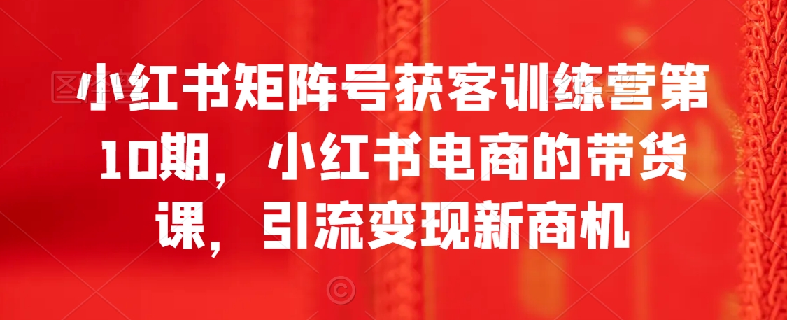 小红书矩阵号获客训练营第10期，小红书电商的带货课，引流变现新商机-小北视界