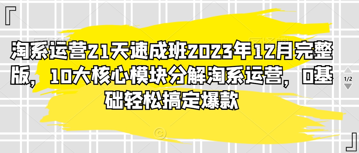 淘系运营21天速成班2023年12月完整版，10大核心模块分解淘系运营，0基础轻松搞定爆款-小北视界