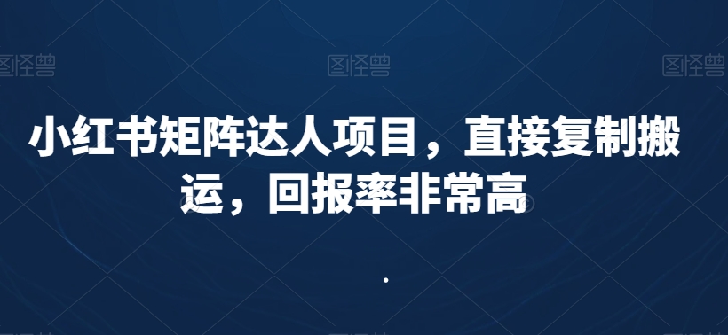 小红书矩阵达人项目，直接复制搬运，回报率非常高-小北视界