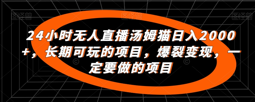 24小时无人直播汤姆猫日入2000+，长期可玩的项目，爆裂变现，一定要做的项目【揭秘】-小北视界