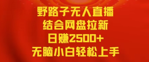 野路子无人直播结合网盘拉新，日赚2500+，小白无脑轻松上手【揭秘】-小北视界