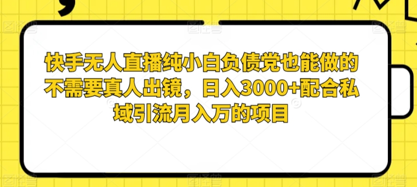 快手无人直播纯小白负债党也能做的不需要真人出镜，日入3000+配合私域引流月入万的项目-小北视界