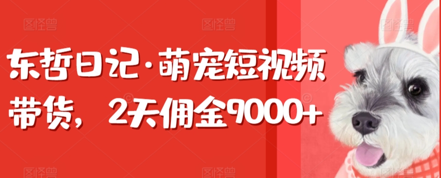 东哲日记·萌宠短视频带货，2天佣金9000+-小北视界