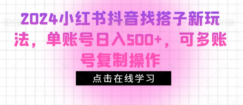 2024小红书抖音找搭子新玩法，单账号日入500+，可多账号复制操作-小北视界