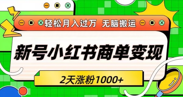 新号小红书商单变现接单到手软轻松月入过万2天涨粉1000+无脑搬运长期稳定-小北视界