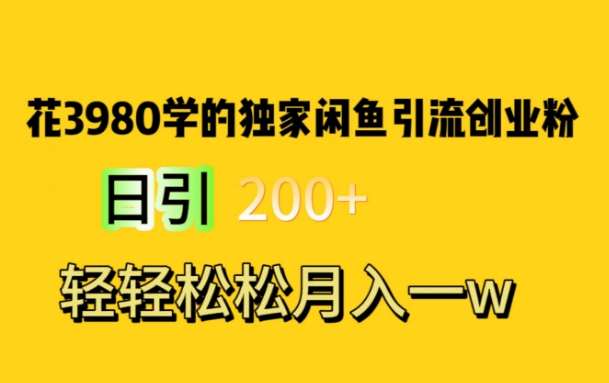 花费3980学的独家闲鱼引流创业粉，日引200+轻轻松松月入一万简单粗暴-小北视界