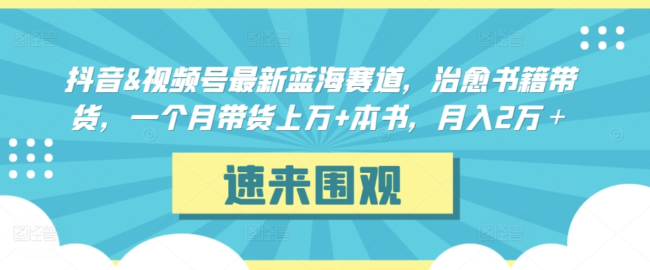 抖音&视频号最新蓝海赛道，治愈书籍带货，一个月带货上万+本书，月入2万＋【揭秘】-小北视界