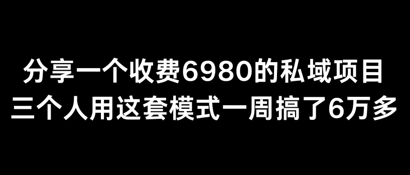 分享一个外面卖6980的私域项目三个人用这套模式一周搞了6万多【揭秘】-小北视界