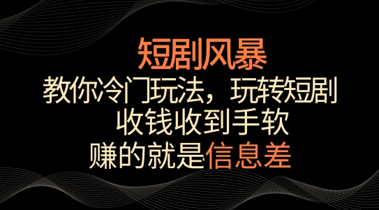 短剧风暴，教你冷门玩法，玩转短剧，收钱收到手软【揭秘】-小北视界