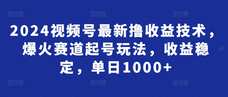 2024视频号最新撸收益技术，爆火赛道起号玩法，收益稳定，单日1000+-小北视界