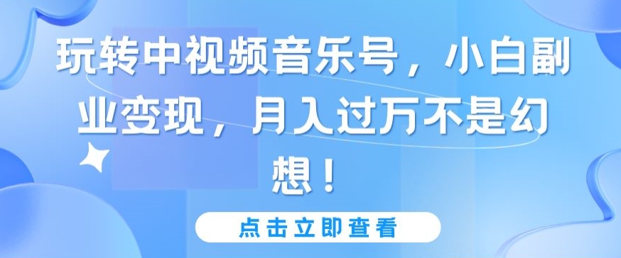 玩转中视频音乐号，小白副业变现，月入过万不是幻想【揭秘】-小北视界