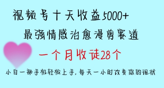 十天收益5000+，多平台捞金，视频号情感治愈漫剪，一个月收徒28个，小白一部手机轻松上手【揭秘】-小北视界