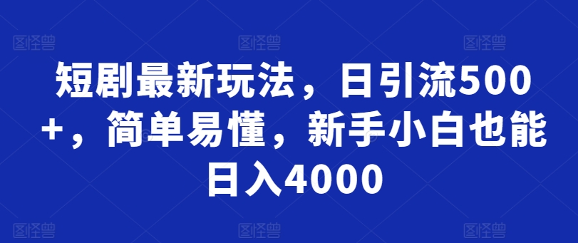 短剧最新玩法，日引流500+，简单易懂，新手小白也能日入4000-小北视界