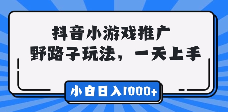 抖音小游戏推广，野路子玩法，无视抖音规则，小白轻松日入1000 +-小北视界