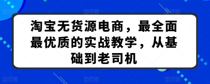 淘宝无货源电商，最全面最优质的实战教学，从基础到老司机-小北视界