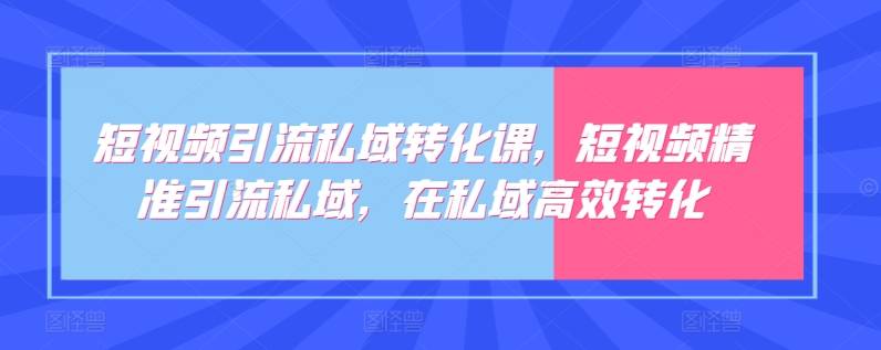 短视频引流私域转化课，短视频精准引流私域，在私域高效转化-小北视界