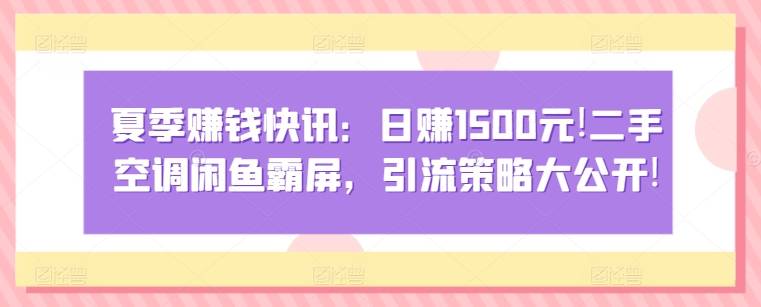 夏季赚钱快讯：日赚1500元，二手空调闲鱼霸屏，引流策略大公开!-小北视界