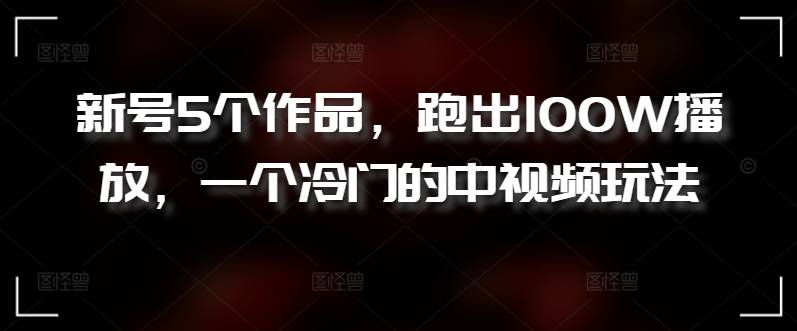 新号5个作品，跑出100W播放，一个冷门的中视频玩法【揭秘】-小北视界