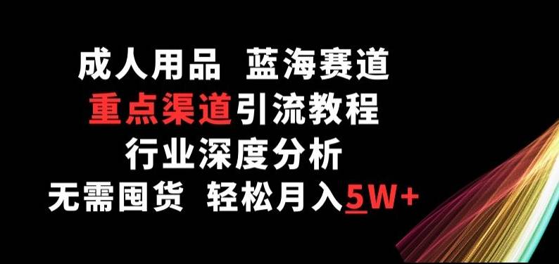 成人用品，蓝海赛道，重点渠道引流教程，行业深度分析，无需囤货，轻松月入5W+【揭秘】-小北视界