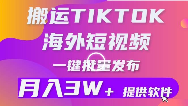 搬运海外短视频，多平台发布，月入3W+有手就行，小白3分钟上手，0门槛-小北视界