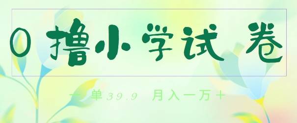 全网独家蓝海冷门项目，0撸小学试卷，一单39.9.小白可做，简单无脑月入一万的好项目-小北视界