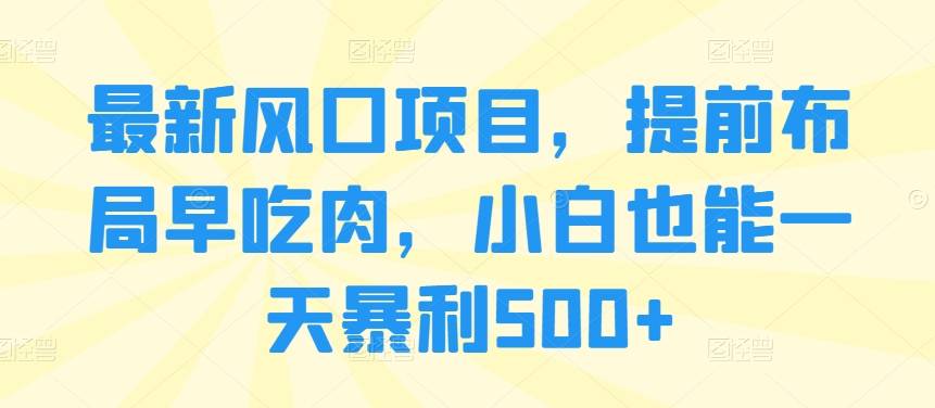 最新风口项目，提前布局早吃肉，小白也能一天暴利500+-小北视界