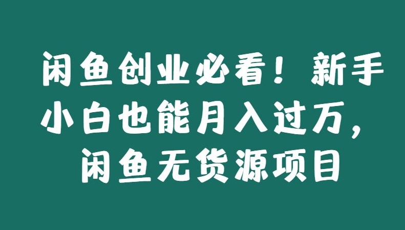 闲鱼创业必看！新手小白也能月入过万，闲鱼无货源项目-小北视界