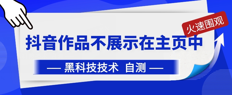 抖音黑科技：抖音作品不展示在主页中【揭秘】-小北视界