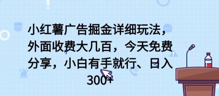 小红薯广告掘金详细玩法，外面收费大几百，小白有手就行，日入300+【揭秘】-小北视界