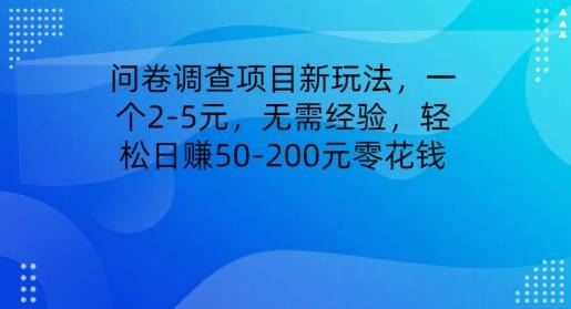 问卷调查项目新玩法，一个2-5元，无需经验，轻松日赚50-200元零花钱-小北视界