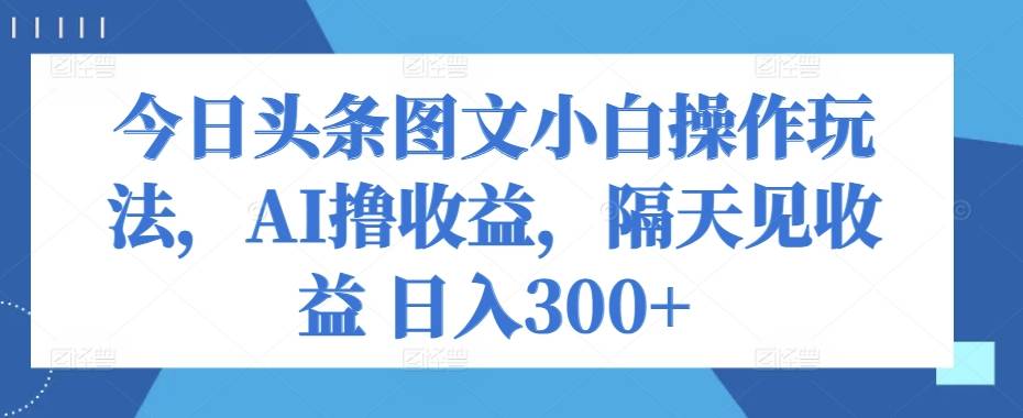 今日头条图文小白操作玩法，AI撸收益，隔天见收益 日入300+-小北视界