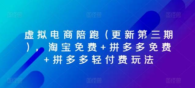 虚拟电商陪跑(更新第三期)，淘宝免费+拼多多免费+拼多多轻付费玩法-小北视界